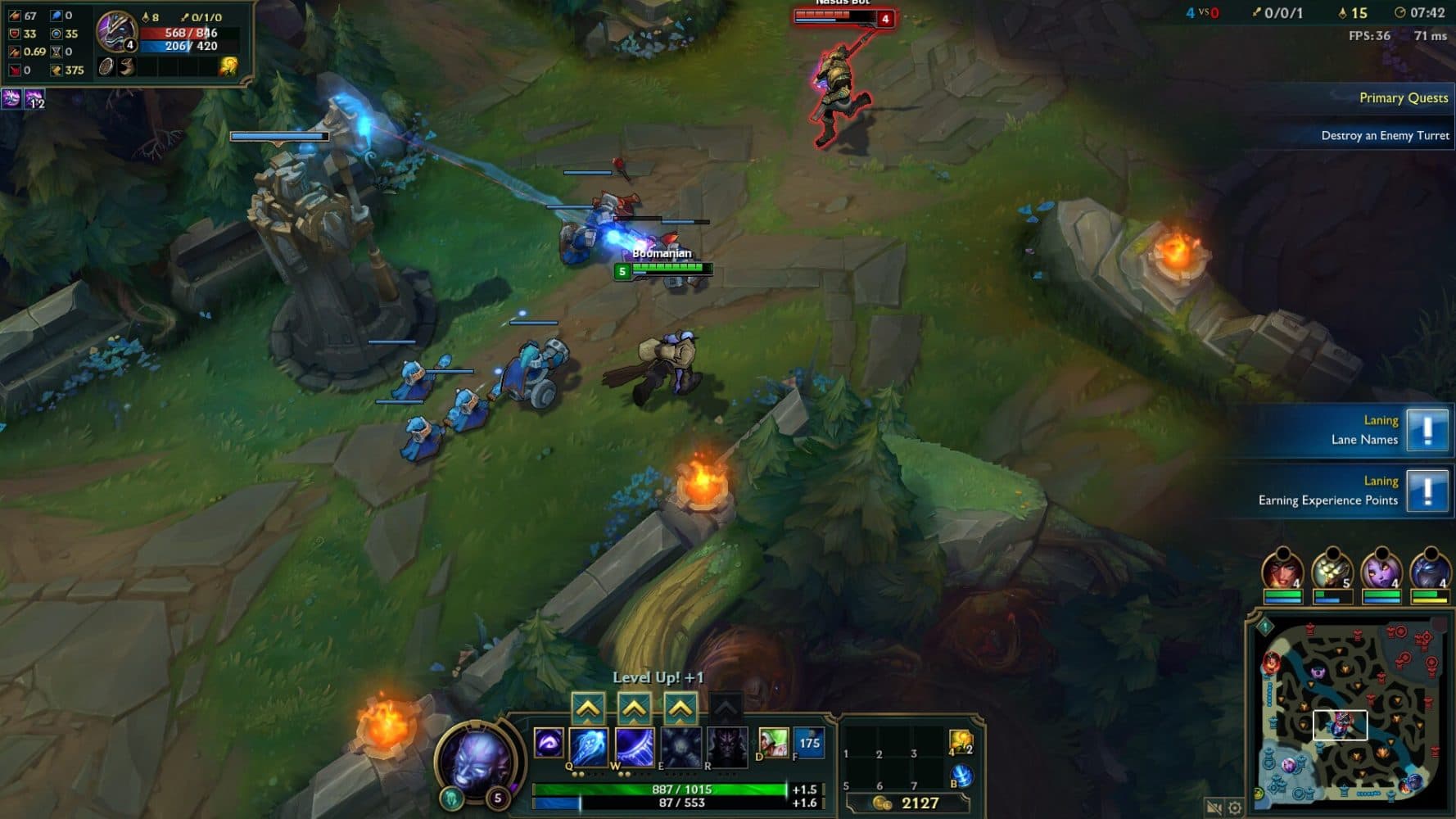 Character pushing a lane with his minions