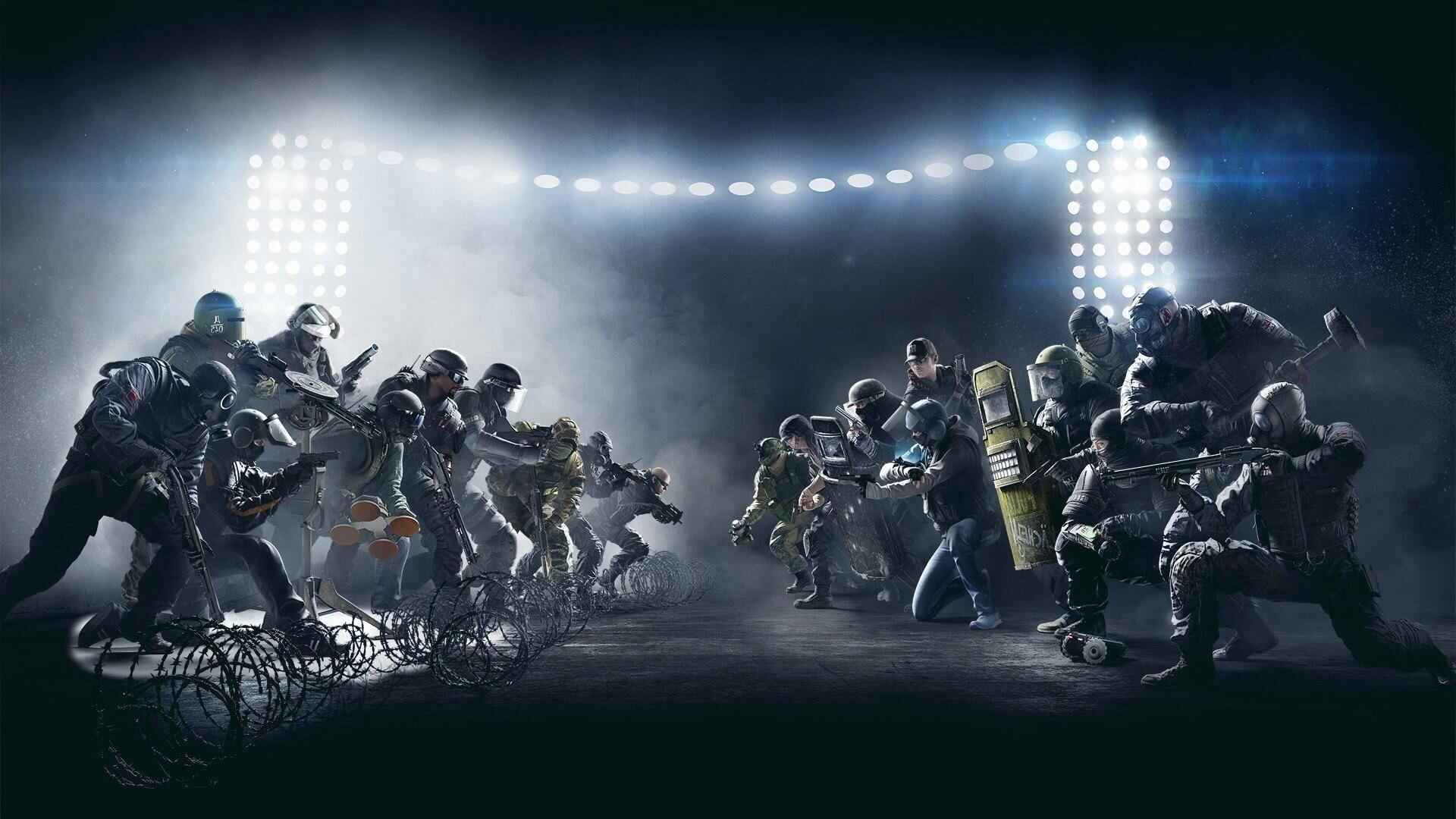 Two teams of operators facing each other